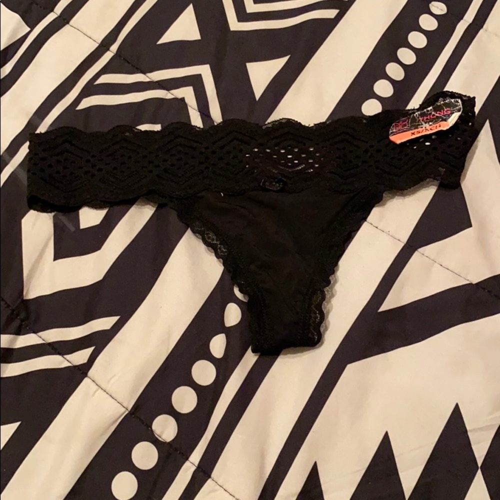 Black lace thong